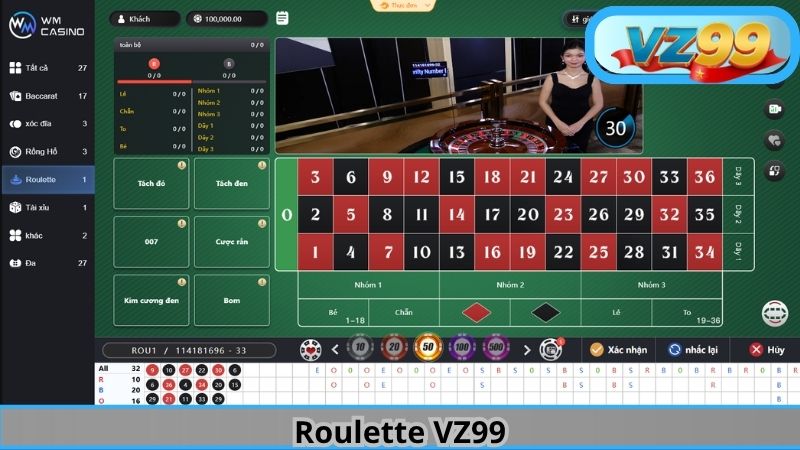 Sảnh WM Casino VZ99 - Đẳng Cấp Đến Từ Ông Trùm Live Casino 4 Roulette VZ99